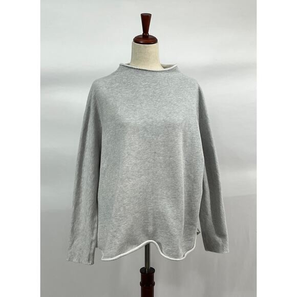 FRANK & EILEEN Sz L Large Gray Effie Funnel Neck Capelet Sweatshirt Top - Picture 9 of 12